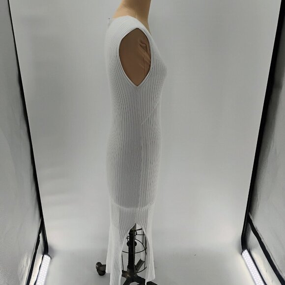 Weekend Stories Women's White Ribbed V-Neck Midi Dress Size XSmall - Picture 12 of 14